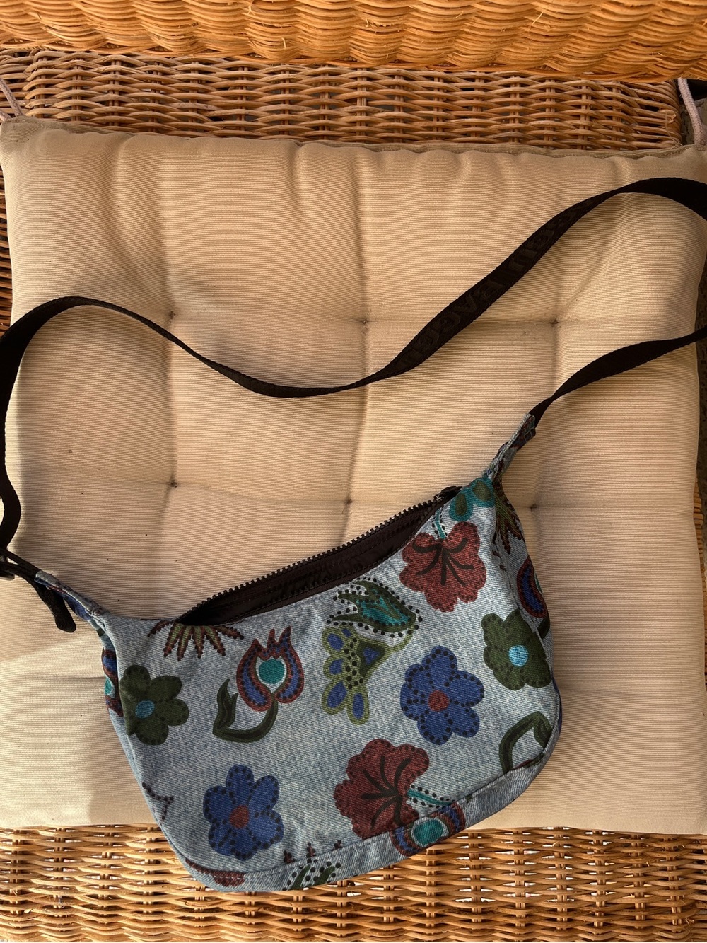 Baggu small crescent bag digital denim